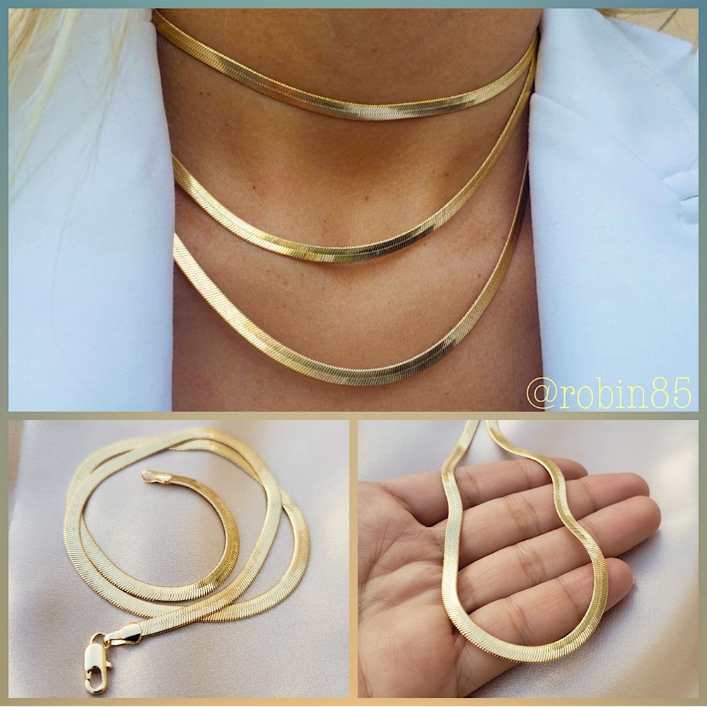 Herringbone Necklace 💎4MM • 18K Gold Filled • 925 Sterling Silver💎
